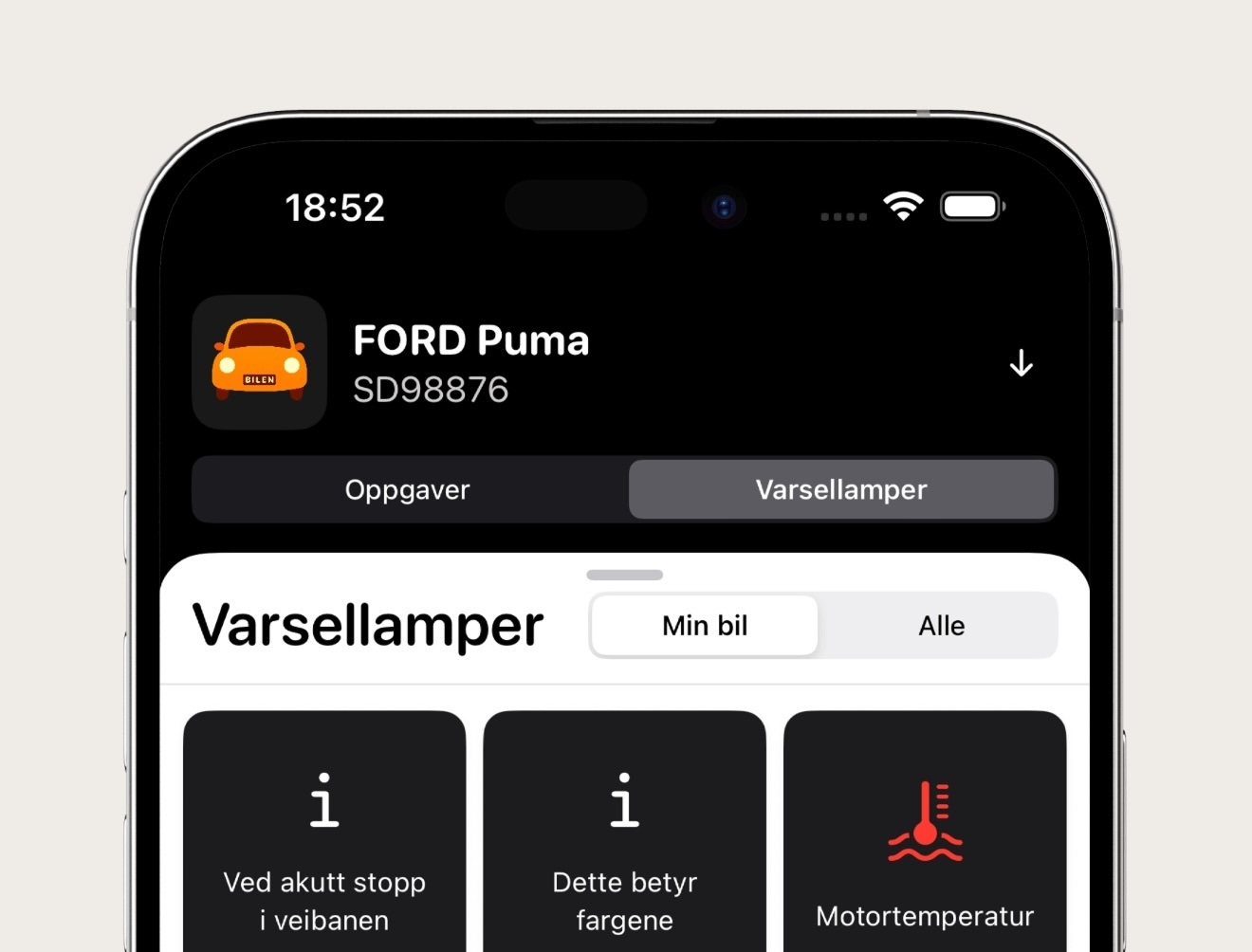 Screenshot of Bilen app