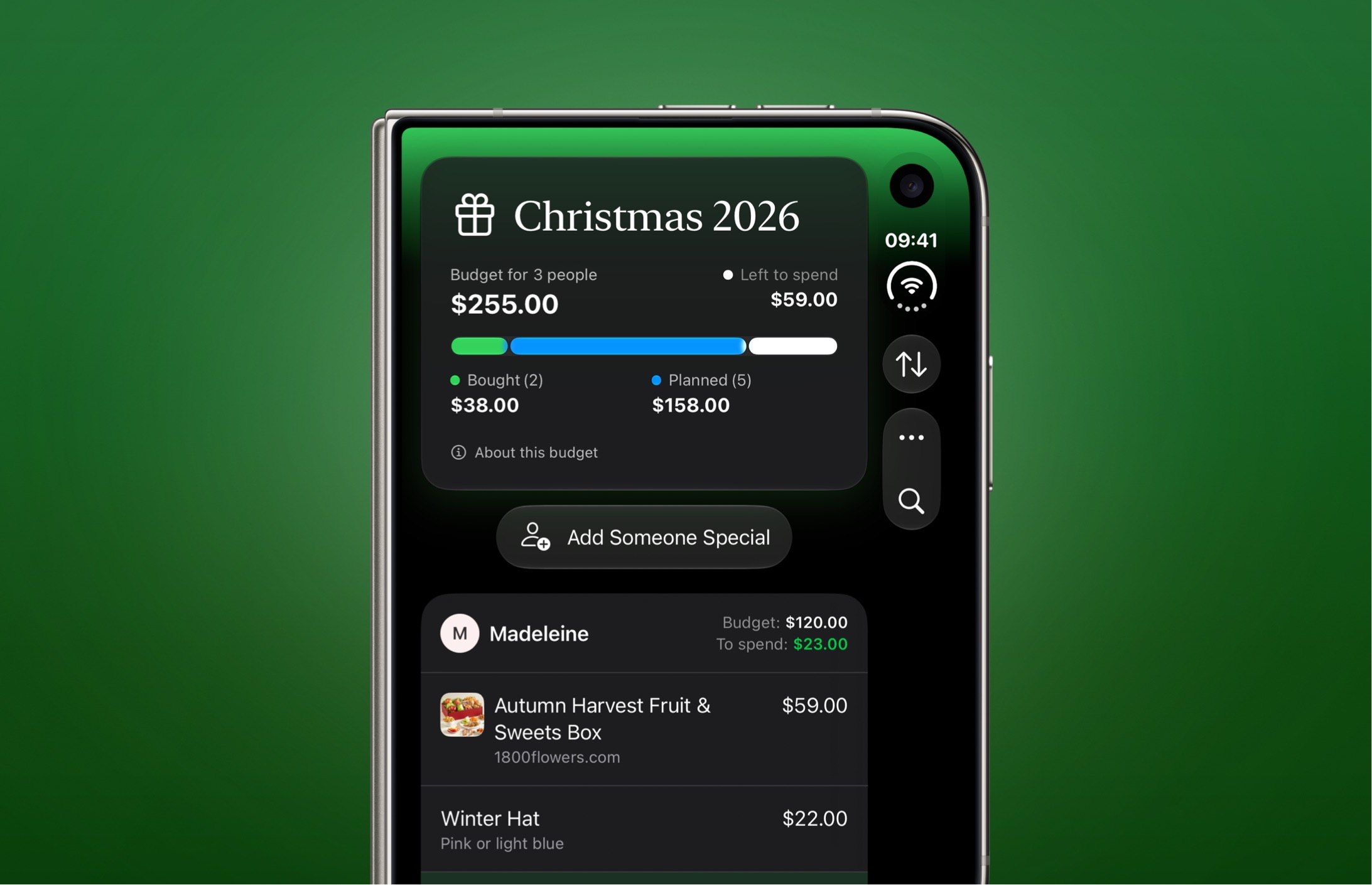 Screenshot of Giftmas app