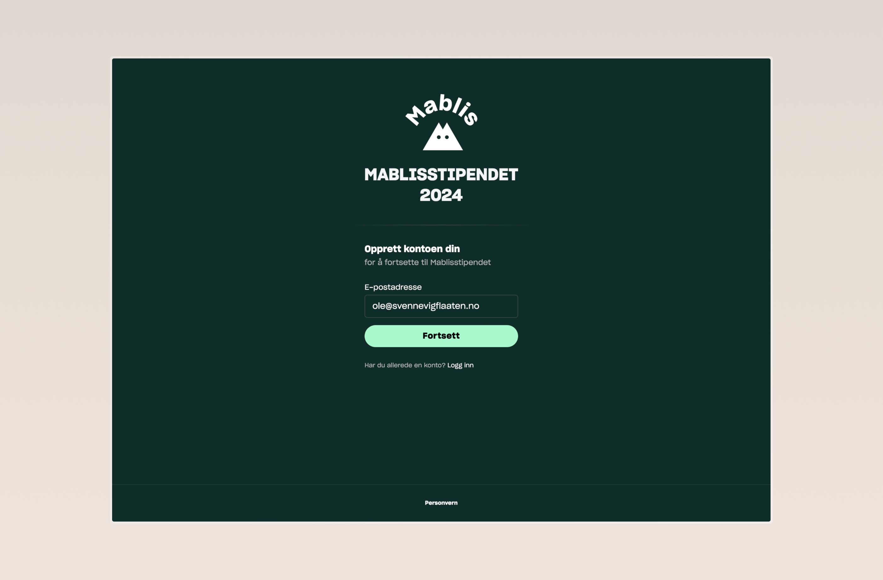 Screenshot of Mablisstipendet website